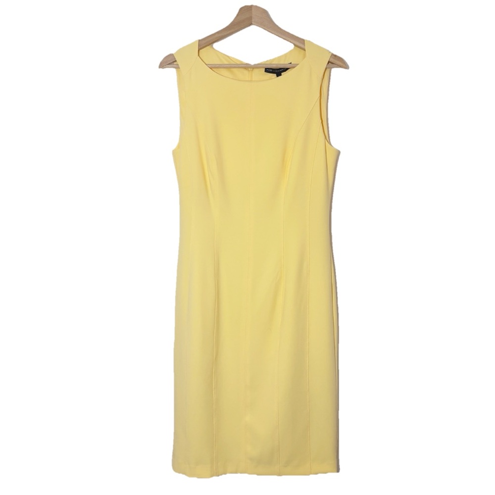 NWT White House Black Market Sheath Midi Dress Sleeveless Yellow Sz 8